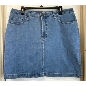 Riders by Lee Womens 16 Blue Jean Mid-rise Lining Skirt Lagen Look